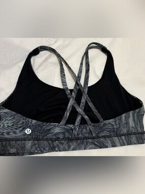 Lululemon Black & Grey Strappy Energy Sports Bra Icing Blue Size 14 W2AYSS